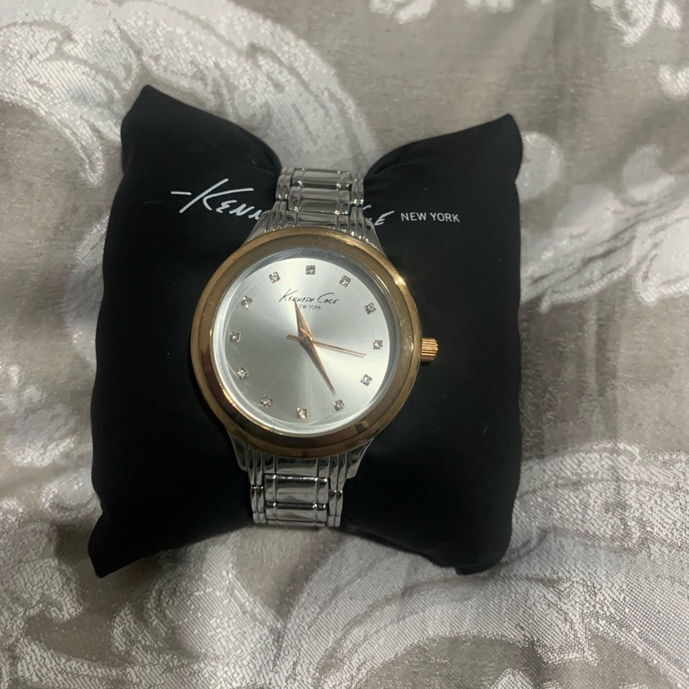 Kenneth Cole stainless steel silver and rose gold watch
